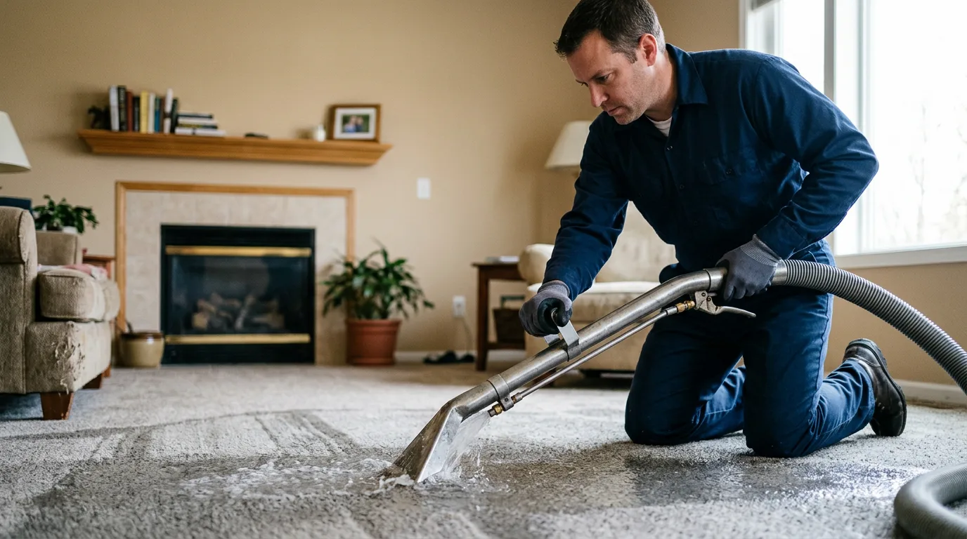 Water damage restoration technician working near Martinsville, NJ